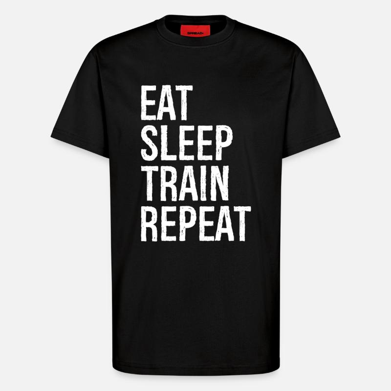 Manger Dormir Train Répéter - T-shirt bio décontracté fabriqué en UE - SOLID BLACK
