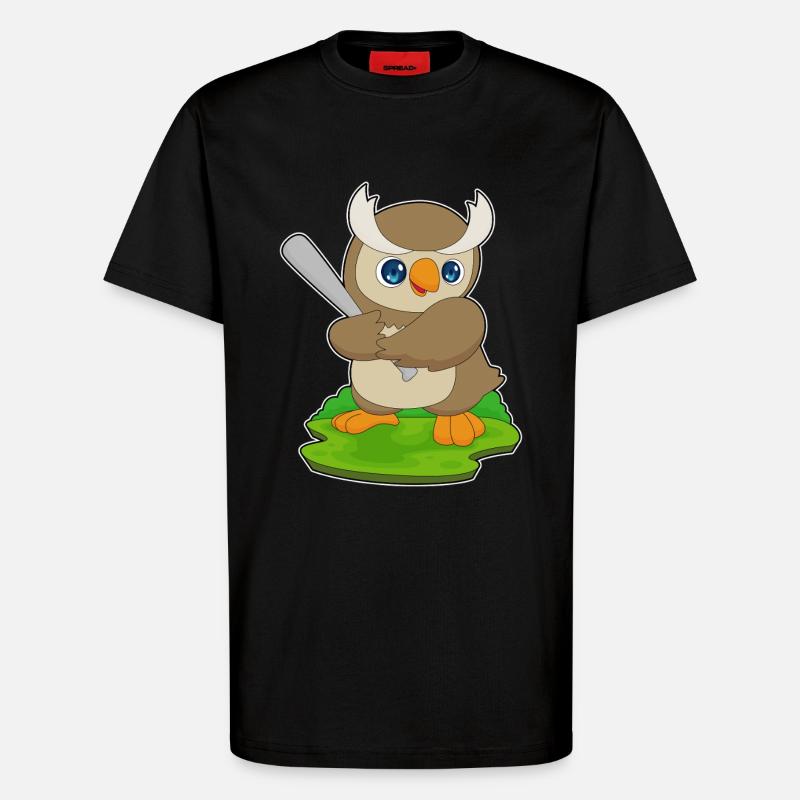 Eule Baseball Baseballschläger - T-Shirt - made by SPREAD - SOLID BLACK