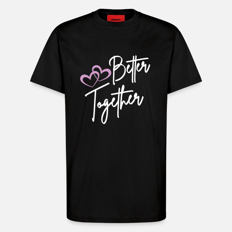 Better Together Script Hearts - T-shirt bio décontracté fabriqué en UE - SOLID BLACK