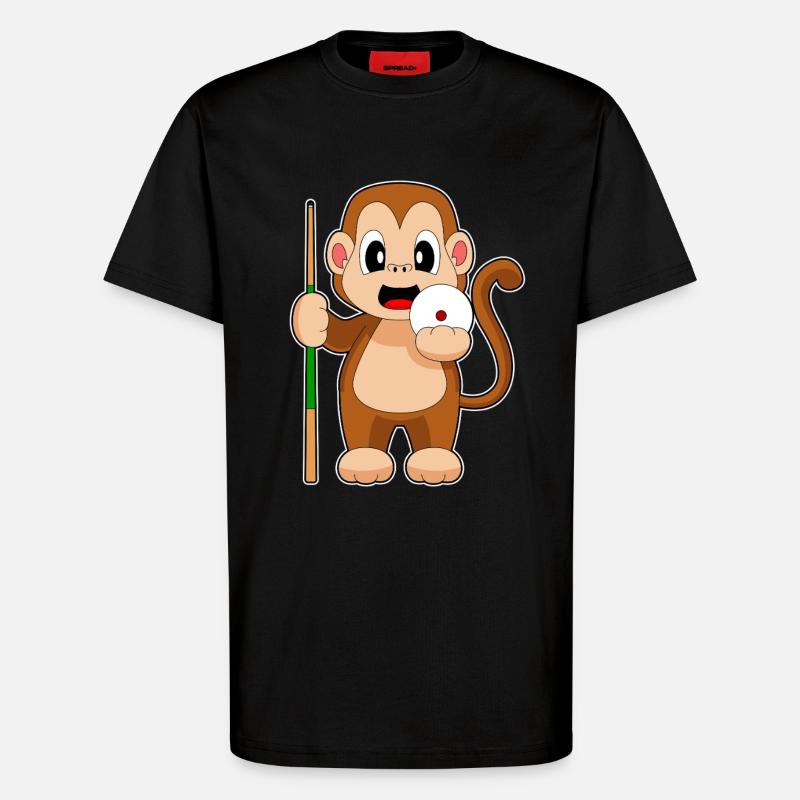 Queue de billard Monkey - T-shirt bio décontracté fabriqué en UE - SOLID BLACK