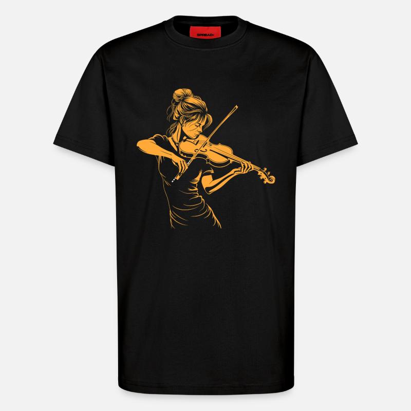 Geigenmädchen Grafik - T-Shirt - made by SPREAD - SOLID BLACK