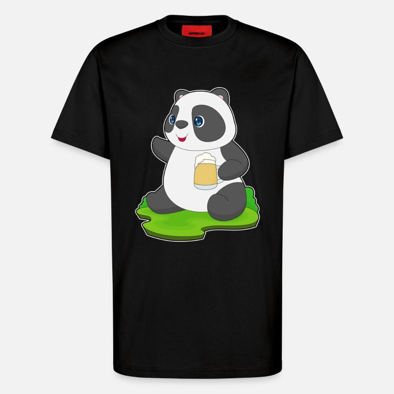 Bière Panda - T-shirt bio décontracté fabriqué en UE - SOLID BLACK