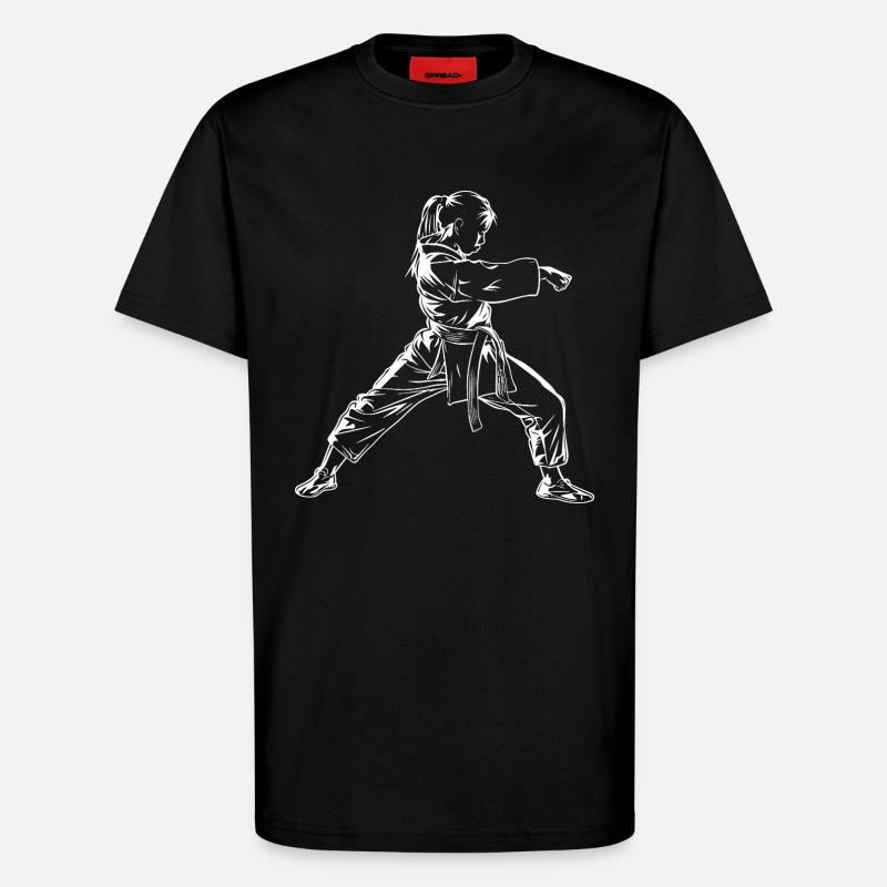 Karate Mädchen Skizze - T-Shirt - made by SPREAD - SOLID BLACK
