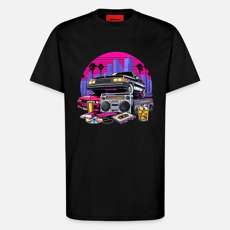 Kompaktkassette Ghettoblaster 90er Retro Geschenk - T-Shirt - made by SPREAD - SOLID BLACK
