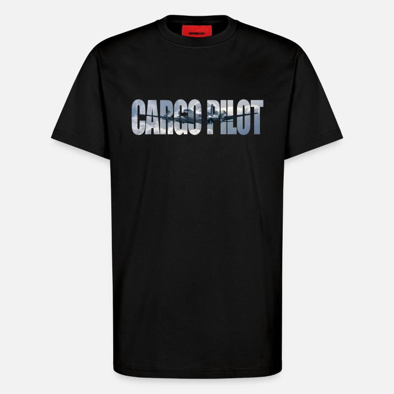 Cargo pilot DC-4 - T-Shirt - made by SPREAD - SOLID BLACK