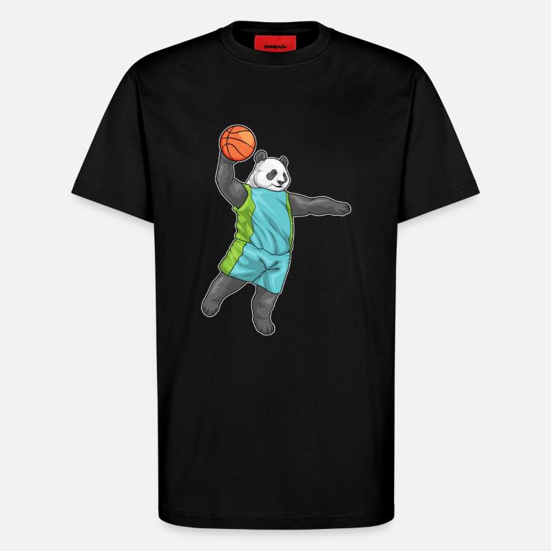 Panda Basketteur Basketteur - T-shirt bio décontracté fabriqué en UE - SOLID BLACK