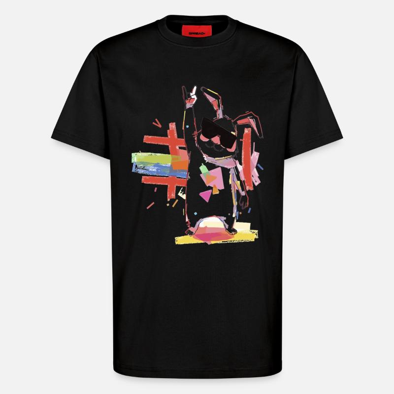 Regenbogenroboter Partystar - T-Shirt - made by SPREAD - SOLID BLACK