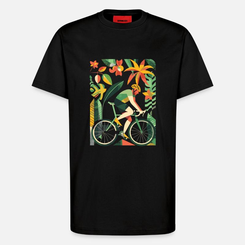 Fahrradfahrer Comic Look - T-Shirt - made by SPREAD - SOLID BLACK