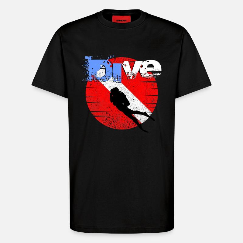 American Diver Down Flagge - T-Shirt - made by SPREAD - SOLID BLACK