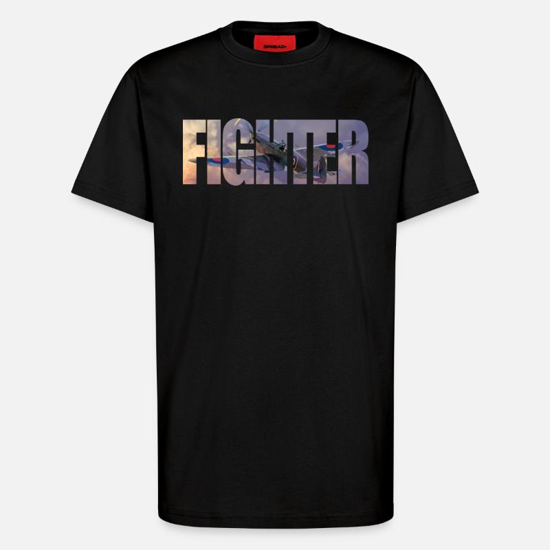 Fighter Spitfire - T-Shirt - made by SPREAD - SOLID BLACK