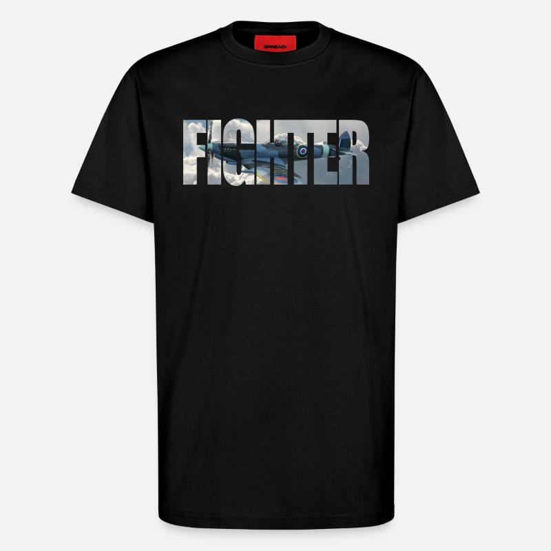 Fighter Spitfire - T-Shirt - made by SPREAD - SOLID BLACK