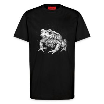 Crapaud - T-shirt bio décontracté fabriqué en UE - SOLID BLACK - Devant - Alina (178cm) & Michal (187cm)