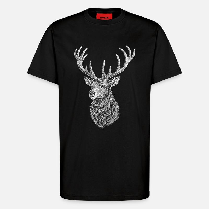 Cerf - T-shirt bio décontracté fabriqué en UE - SOLID BLACK