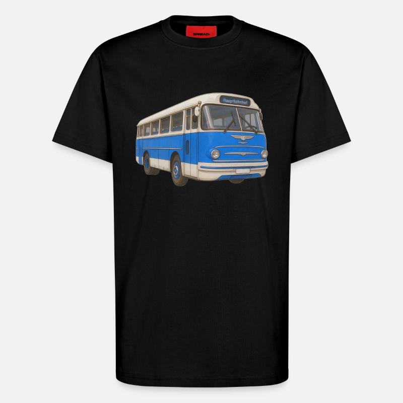 Vieux bus bleu - T-shirt bio décontracté fabriqué en UE - SOLID BLACK