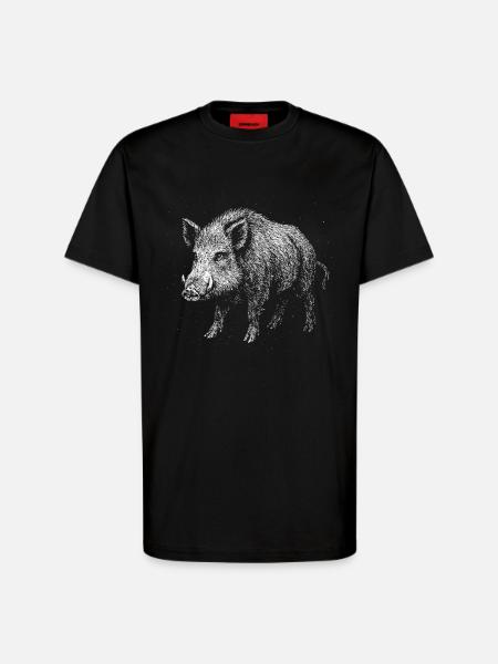 Sanglier - T-shirt bio décontracté fabriqué en UE - SOLID BLACK