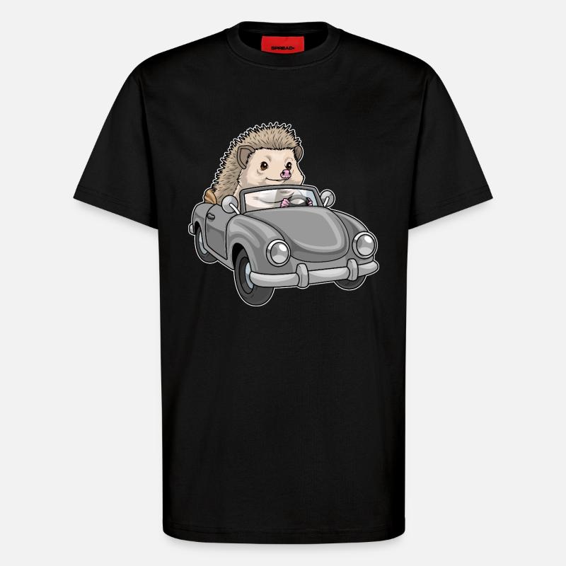 Voiture hérisson - T-shirt bio décontracté fabriqué en UE - SOLID BLACK