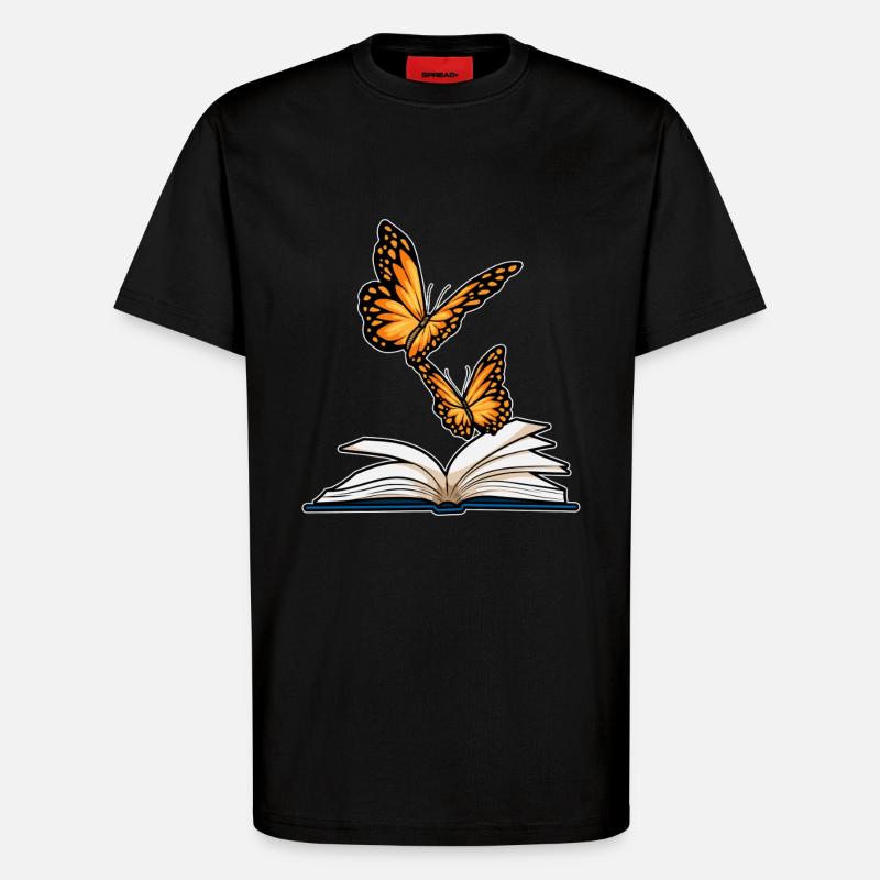 Butterfly Book - T-Shirt - made by SPREAD - SOLID BLACK