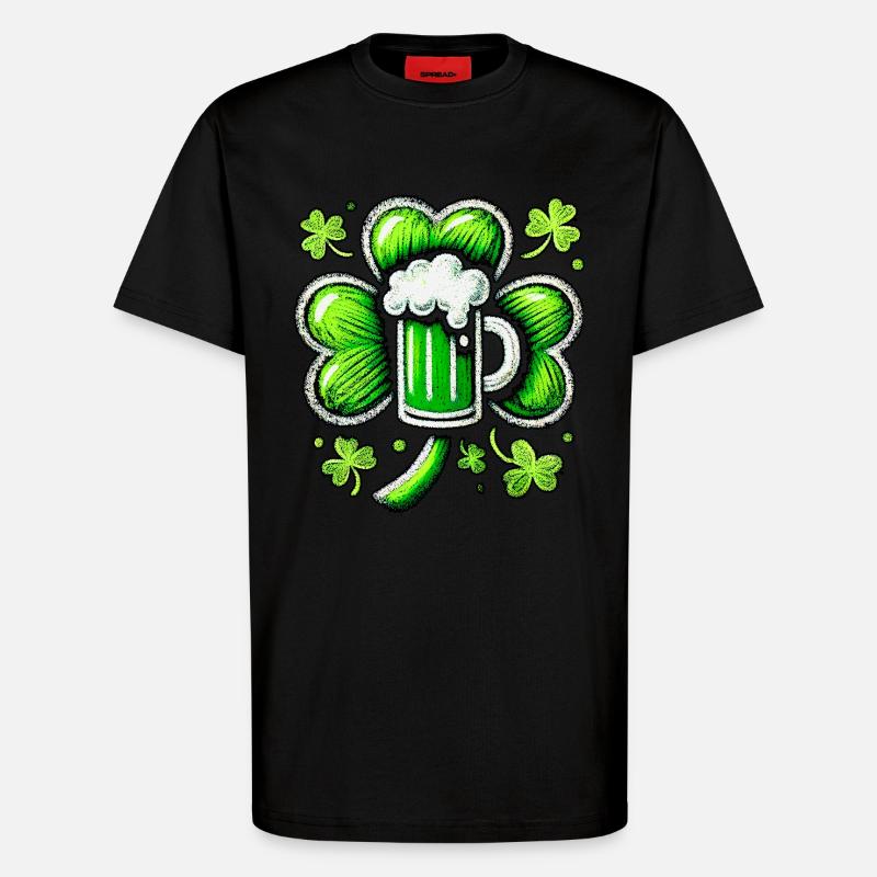 Grünes Pastell St. Patrick's Bier Design - T-Shirt - made by SPREAD - SOLID BLACK