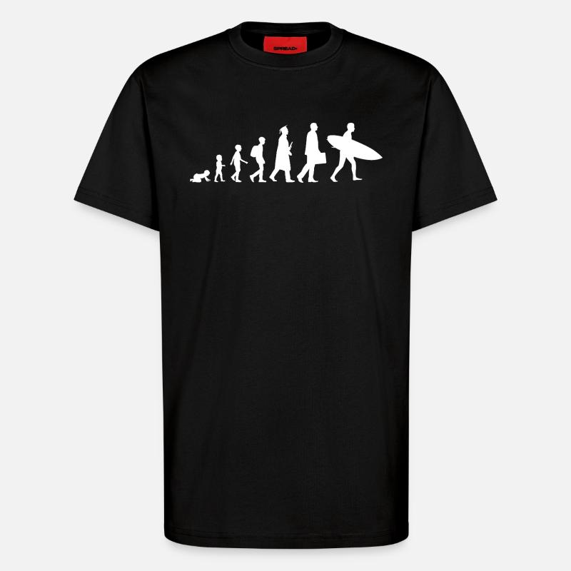 Évolution d’un surfeur - T-shirt bio décontracté fabriqué en UE - SOLID BLACK