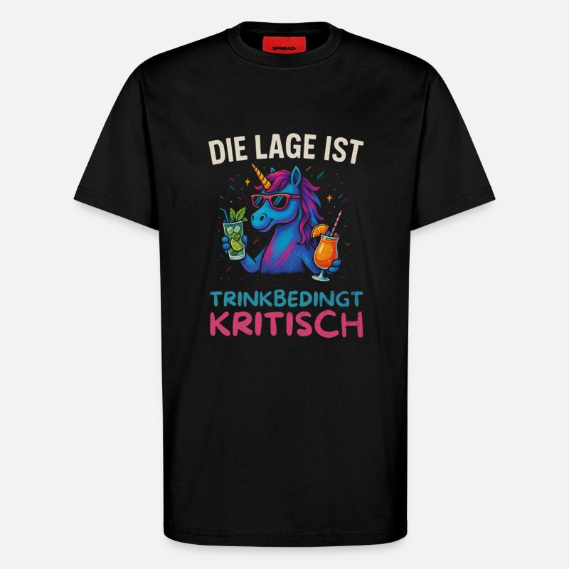 Lustiges Trinker Design Einhorn - T-Shirt - made by SPREAD - SOLID BLACK
