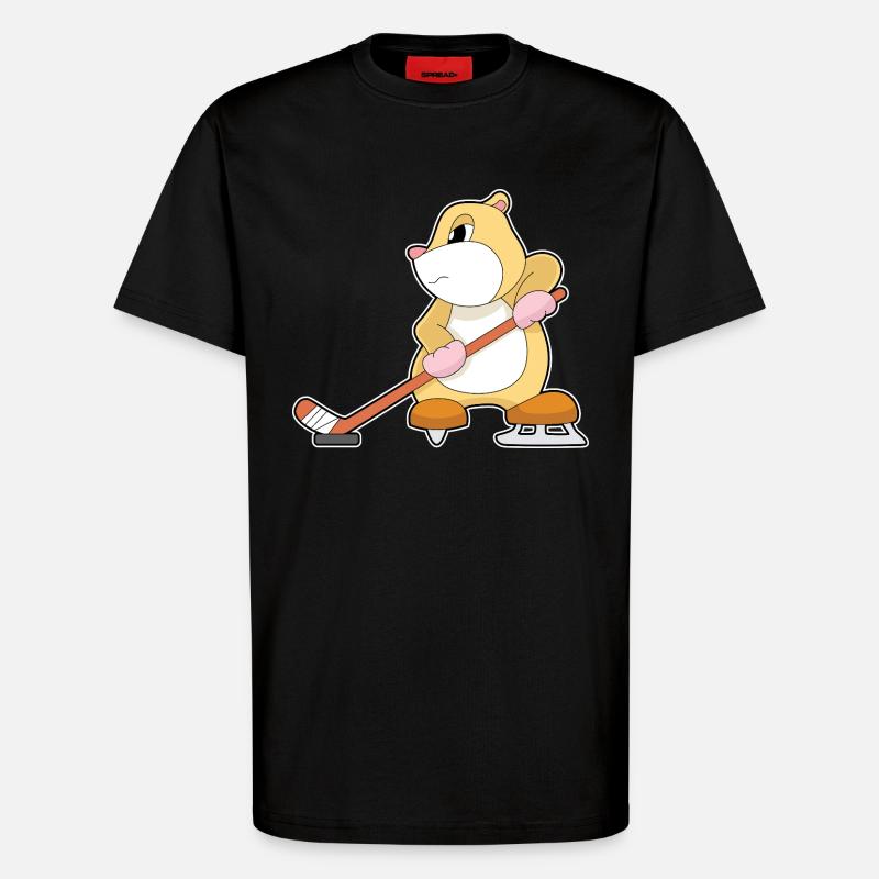 Hamster Eishockey Eishockeyschläger - T-Shirt - made by SPREAD - SOLID BLACK