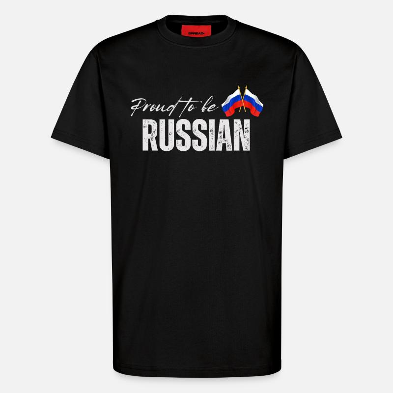 Fierté russe, fabriquée en Russie - T-shirt bio décontracté fabriqué en UE - SOLID BLACK