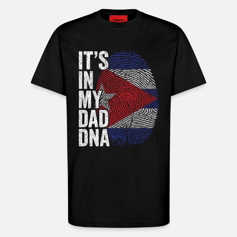 Drapeau Cuba Empreinte Papa Cubain - T-shirt bio décontracté fabriqué en UE - SOLID BLACK