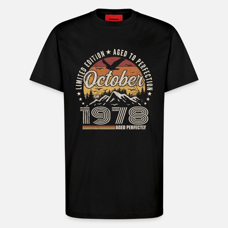 October 1978 Birthday Gift - October 1978 - T-Shirt - made by SPREAD - SOLID BLACK