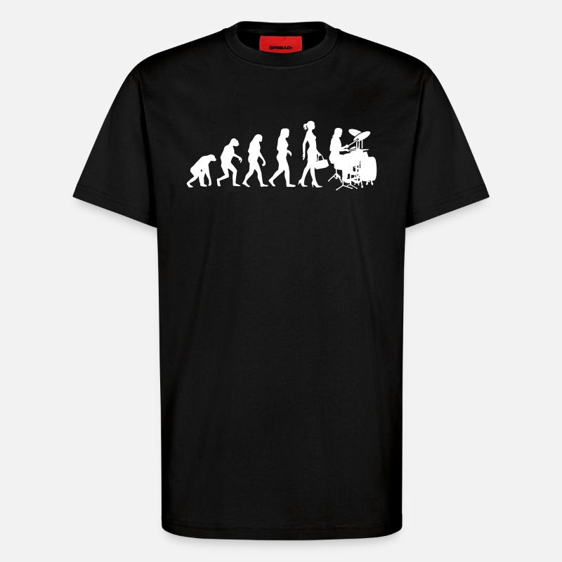 Evolution Schlagzeugerin Percussion Drummer Lady - T-shirt bio décontracté fabriqué en UE - SOLID BLACK
