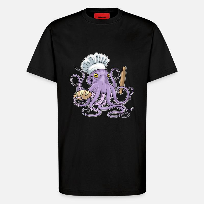Octopus Baker Bread - T-Shirt - made by SPREAD - SOLID BLACK