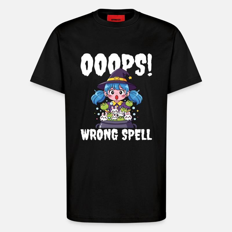 OOOPS! WRONG SPELL - WITCH HALLOWEEN - T-Shirt - made by SPREAD - SOLID BLACK