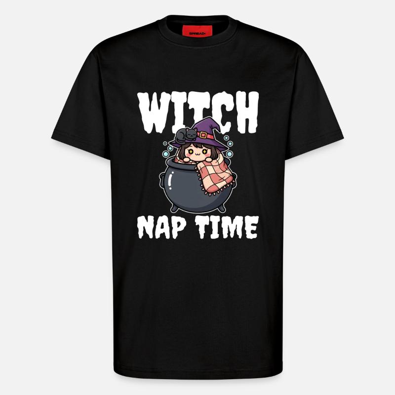 HEXENSCHLAF ZEIT - HEXE HALLOWEEN - T-Shirt - made by SPREAD - SOLID BLACK