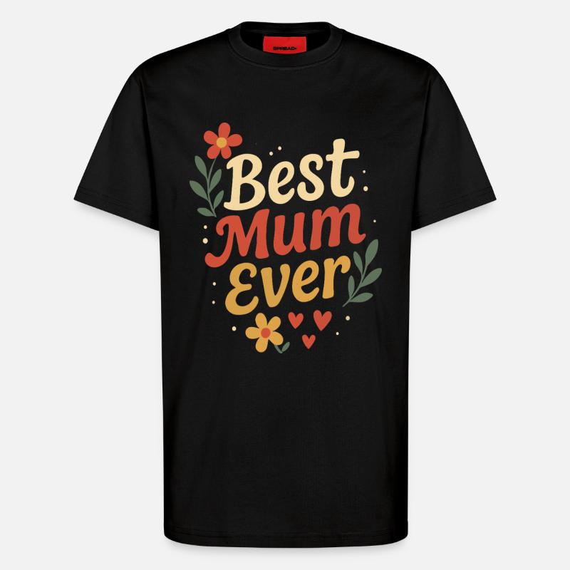 Perfektes Mutter-Design mit Blumen und Herzen - T-Shirt - made by SPREAD - SOLID BLACK