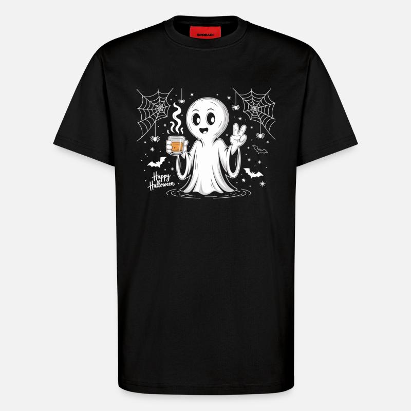 Schauriger Geist mit Halloween-Logo - T-Shirt - made by SPREAD - SOLID BLACK