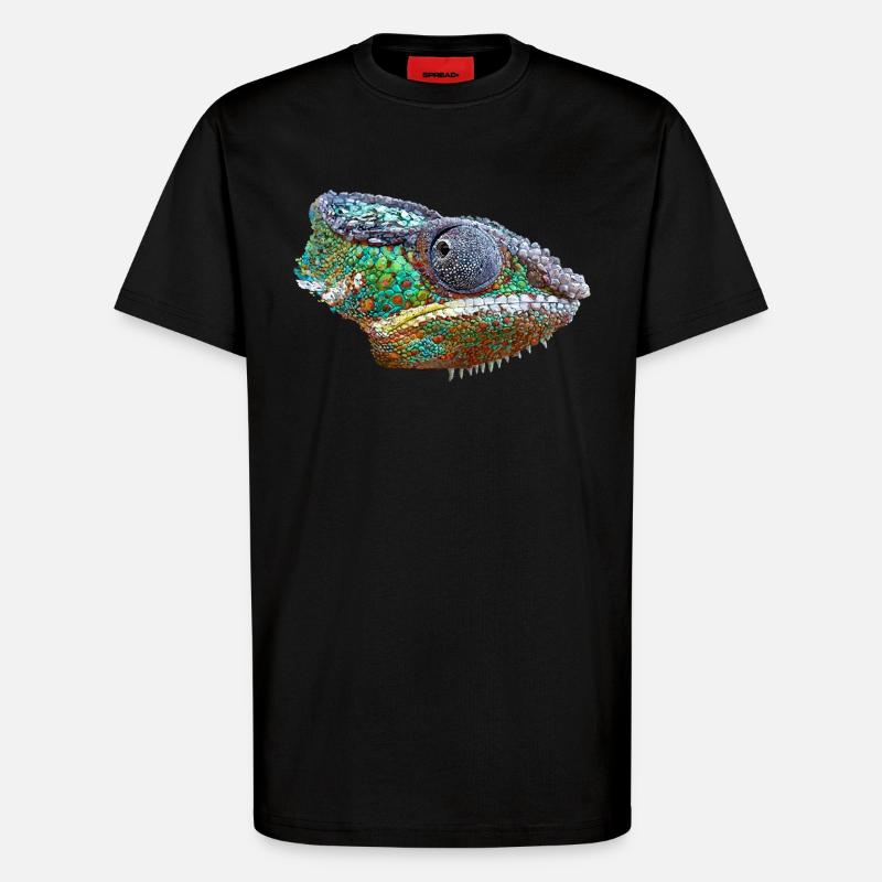 Bunte Chamäleon Illustration - T-Shirt - made by SPREAD - SOLID BLACK