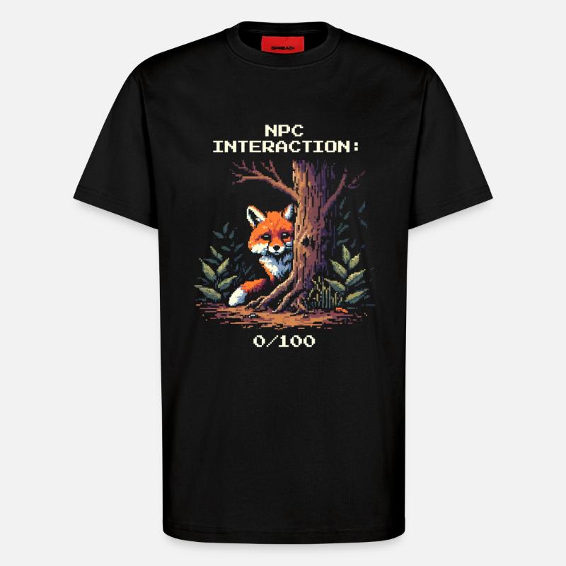 NPC Interaction: 0/100 | Introversion humor - T-Shirt - made by SPREAD - SOLID BLACK