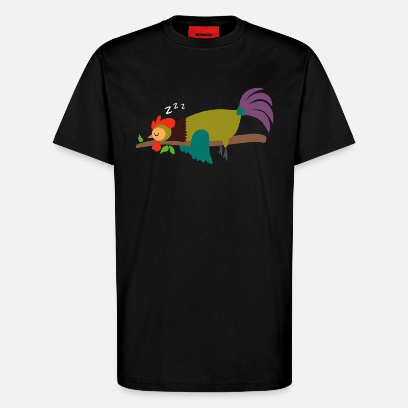 Schlafender Hahn Gockel Huhn Design Geschenk - T-Shirt - made by SPREAD - SOLID BLACK