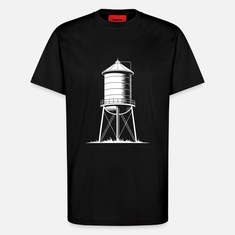 Water Tower Tank Elevated Potable - T-Shirt - made by SPREAD - SOLID BLACK