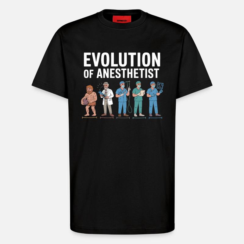 Evolution der Anästhesisten Illustration - T-Shirt - made by SPREAD - SOLID BLACK