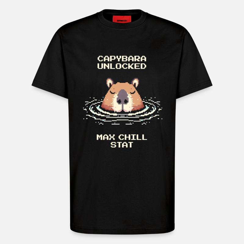 Capybara débloqué – Max Chill | Mème - T-shirt bio décontracté fabriqué en UE - SOLID BLACK
