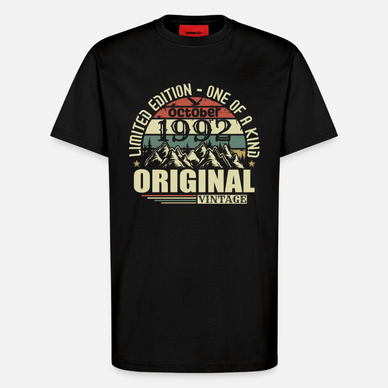 october 1992 - 33rd birthday gift october - T-Shirt - made by SPREAD - SOLID BLACK