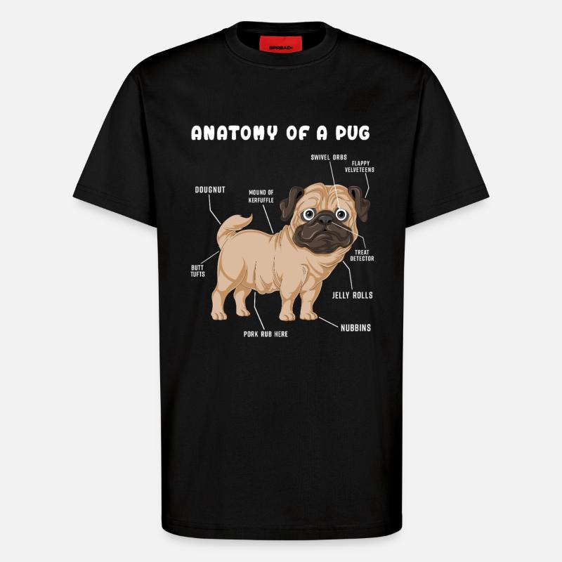 Mops-Anatomie - T-Shirt - made by SPREAD - SOLID BLACK