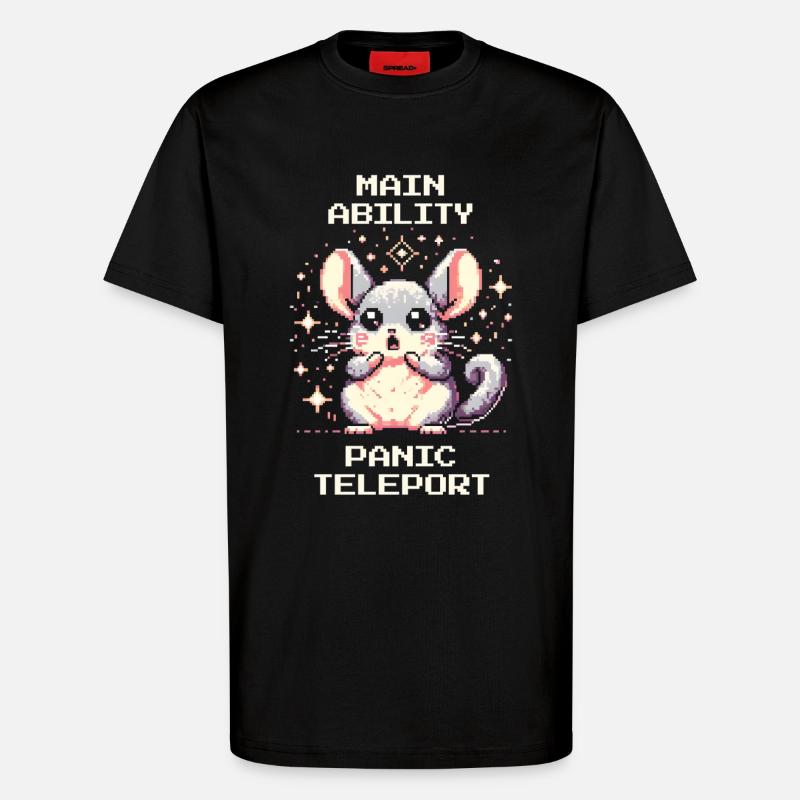 Main Ability: Panic Teleport | Chinchilla - T-Shirt - made by SPREAD - SOLID BLACK