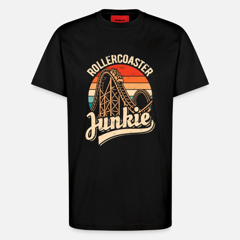 Rollercoaster Junkie - Roller Coaster - Loop - T-Shirt - made by SPREAD - SOLID BLACK