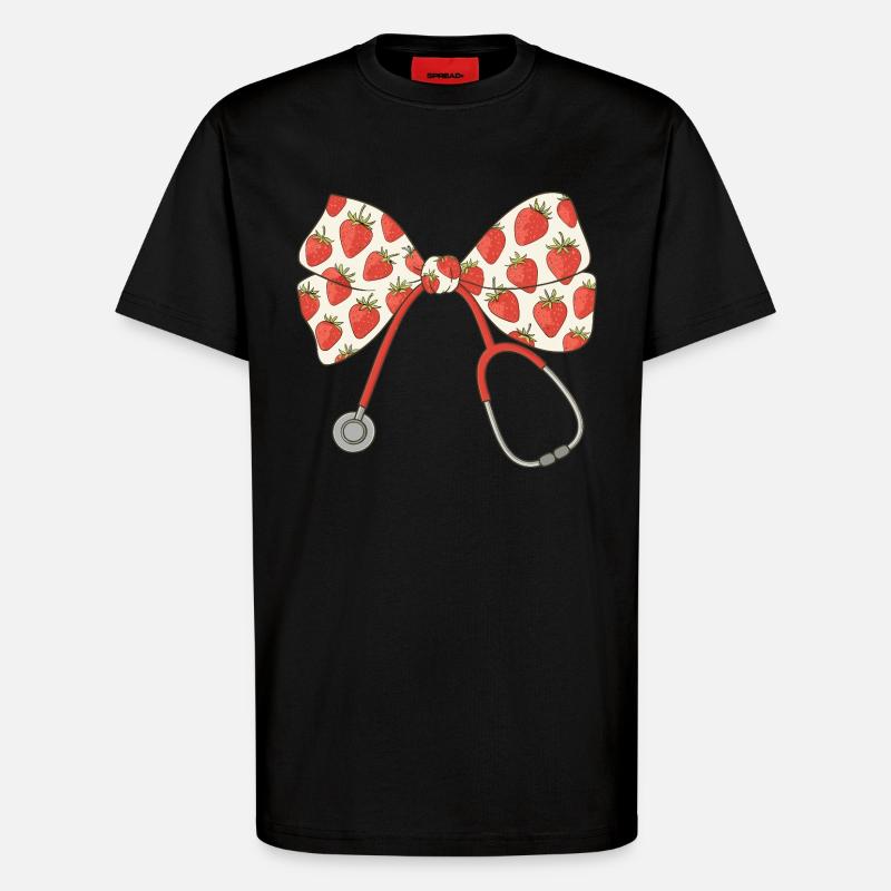Krankenschwester, Stethoskop, Schleife - T-Shirt - made by SPREAD - SOLID BLACK