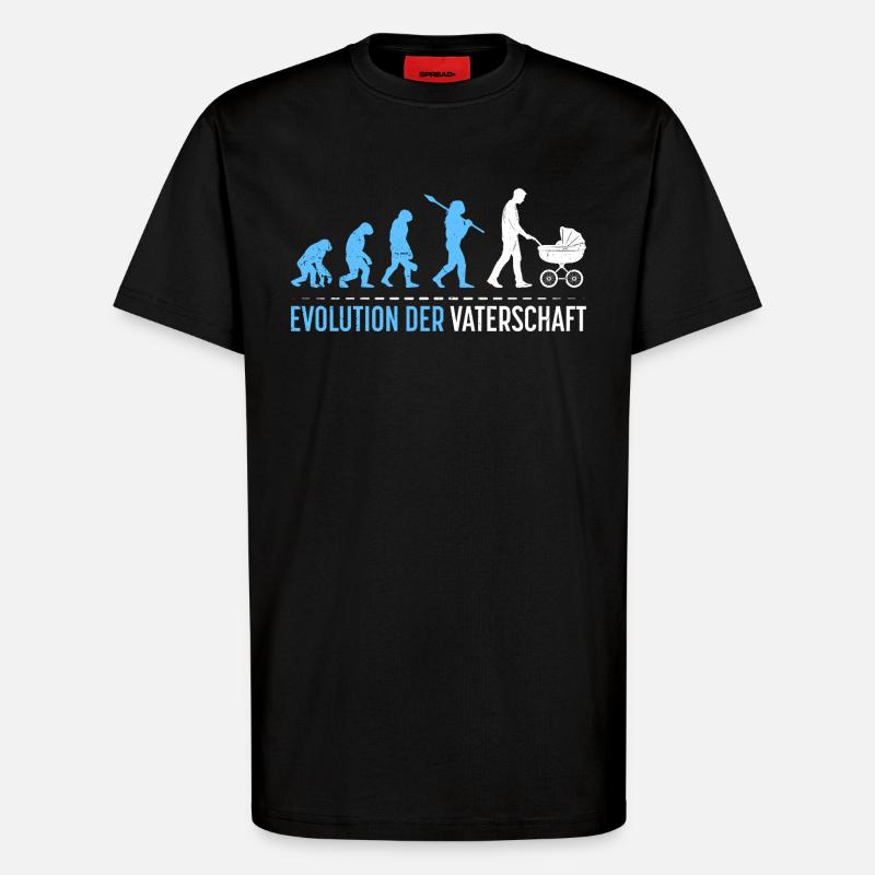 Werdender Vater EVOLUTION DER VATERSCHAFT Lustig - T-Shirt - made by SPREAD - SOLID BLACK