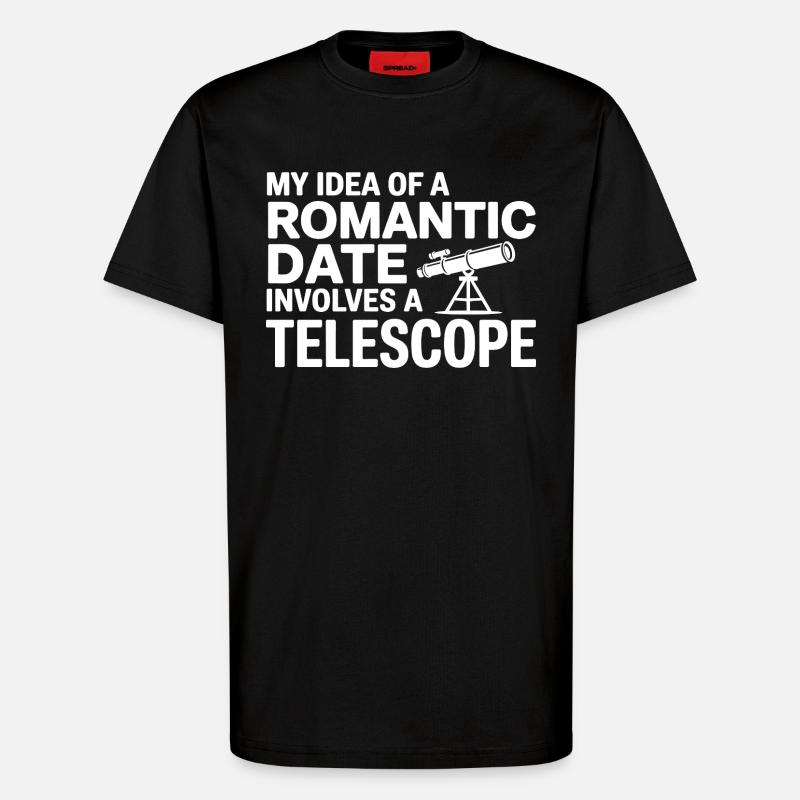 Romantisches Date Teleskop Journal - T-Shirt - made by SPREAD - SOLID BLACK