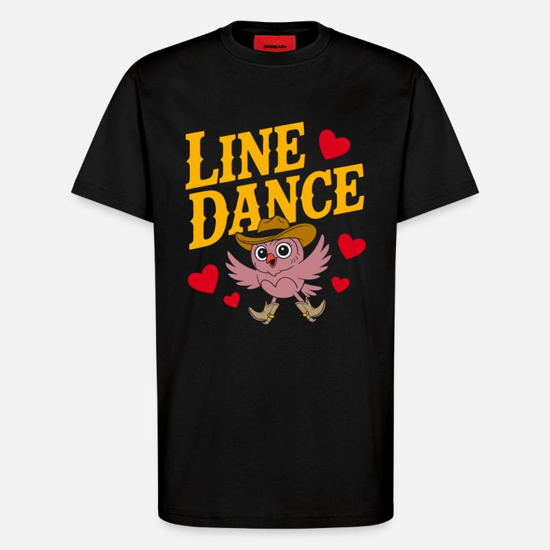 Linedance Eule mit Hut - T-Shirt - made by SPREAD - SOLID BLACK