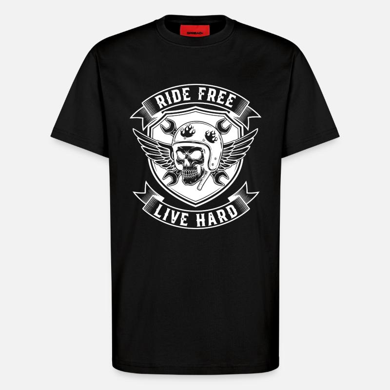 Biker Design - Ride Free Live Hard - T-Shirt - made by SPREAD - SOLID BLACK