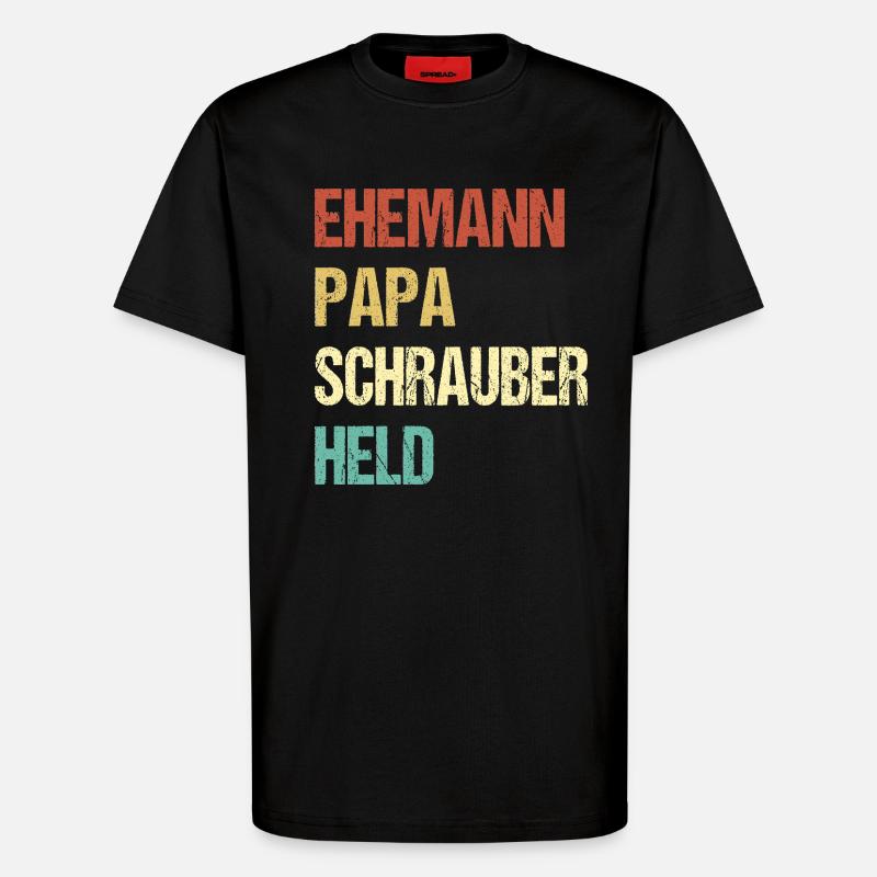 Ehemann Papa Schrauber Held - T-Shirt - made by SPREAD - SOLID BLACK